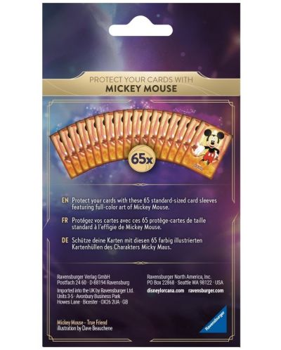 Protectori pentru cărți Disney Lorcana TCG: The First Chapter Card Sleeves - Mickey Mouse (65 buc.) - 2
