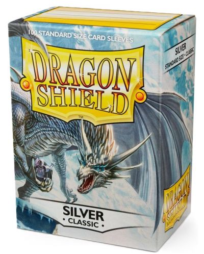 Protecții pentru cărți de joc Dragon Shield Classic Sleeves - Argintiu (100 buc.) - 1