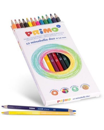 Creioane colorte cu doua capete Primo Minabella Duo - 12 bucati, 24 culori - 1