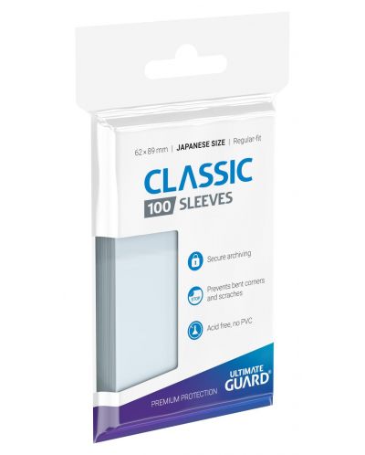 Folii de protectie pentru carti de joc Ultimate Guard Classic Soft Sleeves - Japanese Size, Transparente (100 buc..) - 1