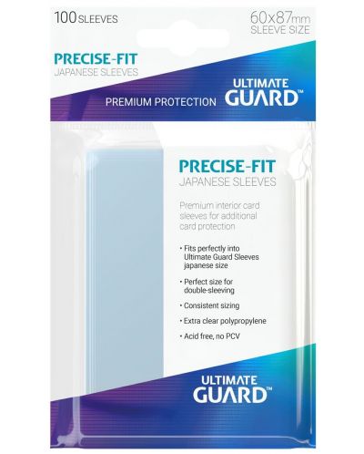 Protectii Ultimate Guard Precise-Fit Sleeves - Japanese Size, transparente, 100 bucati - 2