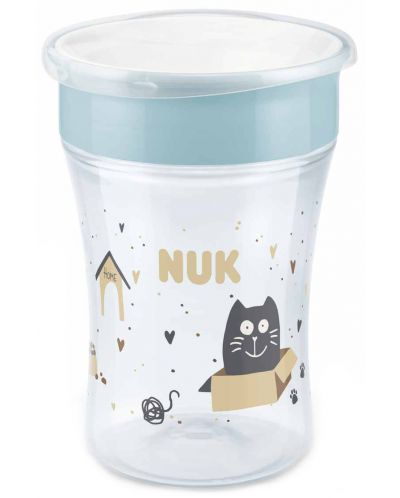 Pahar de tranziție NUK - Magic Cup, 8 m+, 230 ml, pisică și câine, gri - 1
