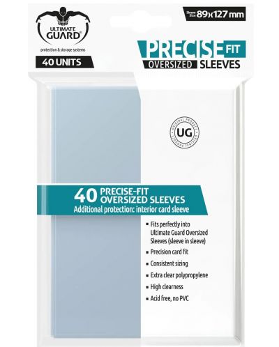 Protectoare pentru carduri Ultimate Guard Precise-Fit Sleeves Oversized, Transparent (40 buc.) - 1