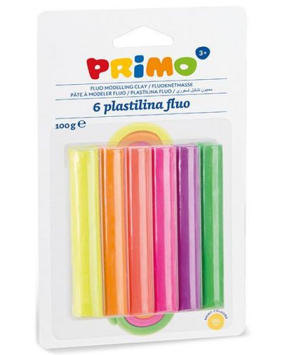 Set plastilina Primo Fluo - 6 culori, 100 g - 1