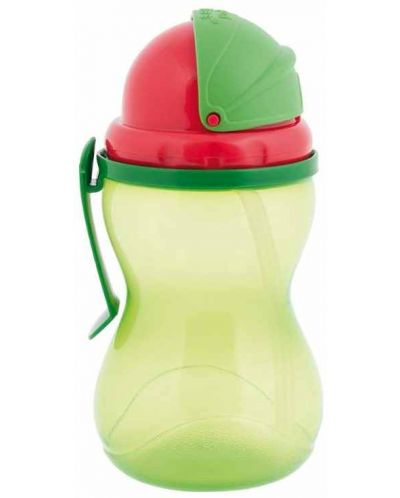 Sticlă sport cu pai, capac și clip Canpol, Verde - 1