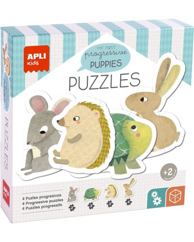 Puzzle-uri progresive 4 în 1 Apli Kids - Animale sălbatice - 1