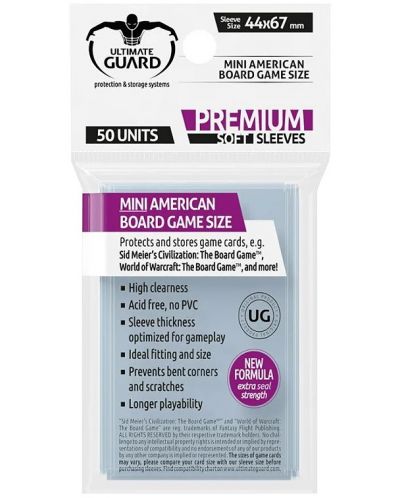 Protectoare pentru carduri Ultimate Guard Premium Sleeves Mini American (50 buc.) - 1
