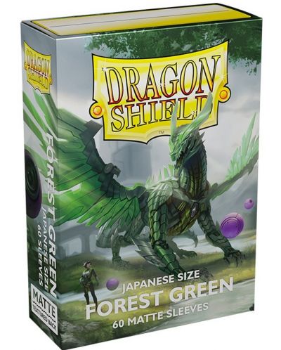 Protecții pentru cărți de joc Dragon Shield Sleeves - Small Matte Forest Green (60 buc.) - 1