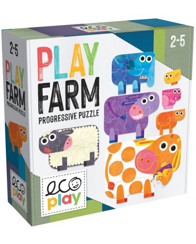 Puzzle progresiv Headu Ecoplay - Animalele din ferma  - 1