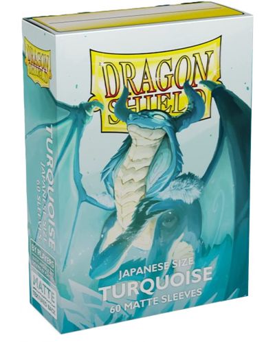 Protecții pentru cărți de joc Dragon Shield Sleeves - Small Matte Turquoise (60 buc.) - 1