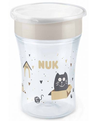 Cană de tranziție NUK - Magic Cup, 8 m+, 230 ml, Cat & Dog, bej - 1