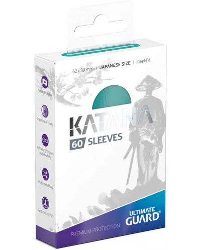 Protectii de carti de joc Ultimate Guard Katana Sleeves Japanese Size - Turquoise (60 buc) - 1