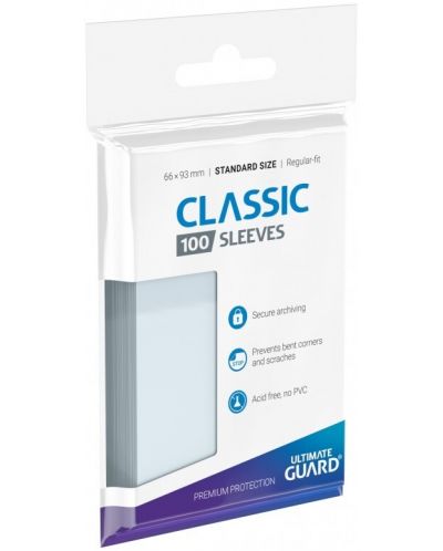 Folii de protectie pentru carti de joc Ultimate Guard Classic Soft Sleeves - Standard Size, Прозрачни (100 buc..) - 1