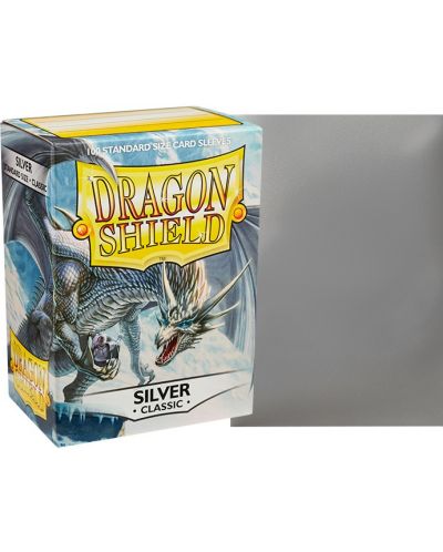 Protecții pentru cărți de joc Dragon Shield Classic Sleeves - Argintiu (100 buc.) - 2
