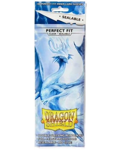 Protecții pentru cărți de joc Dragon Shield Perfect Fit Sealable Sleeves - Clear (100 buc.) - 1