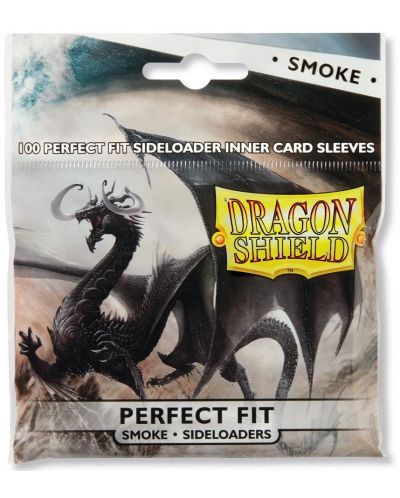 Protecții pentru cărți de joc Dragon Shield Perfect Fit Sideloaders Sleeves - Smoke (100 buc.) - 1