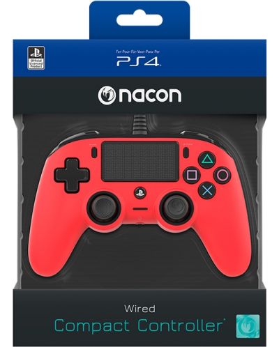 Controller Nacon за PS4 - Wired Compact, rosu - 8