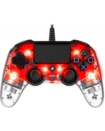 Controller Nacon pentru PS4 - Wired Illuminated Compact Controller, crystal red - 1
