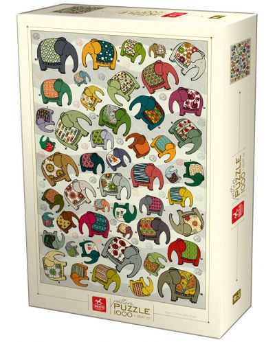 Puzzle Deico Games de 1000 piese - Pattern, Elephants - 1