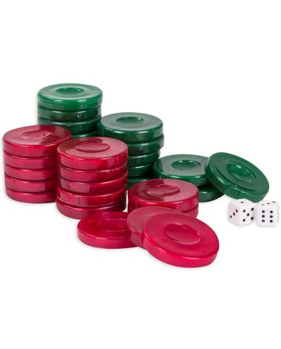 Dame de backgammon Modiano - Roșu și verde - 1