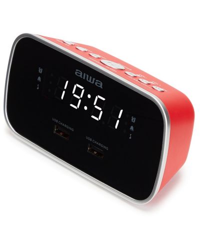 Boxă radio cu ceas Aiwa - CRU-19RD, roșie/neagră - 2