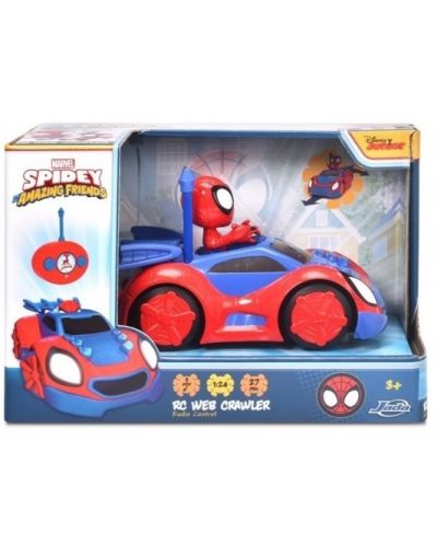 Mașină radiocomandată Jada toys Disney - Roadster decapotabil cu figura Spidey, 1:24 - 2