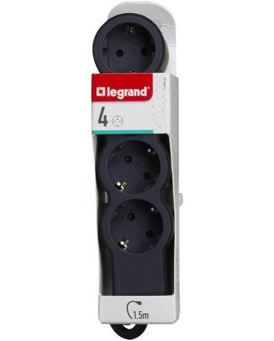 Splitter Legrand - 694553, 4x shuko, cablu de 1,5 m, negru-gri - 4