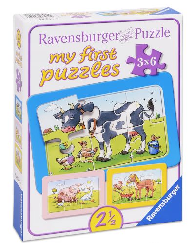 Puzzle Ravensburger din 3 x 6 piese - Prieteni animale - 1
