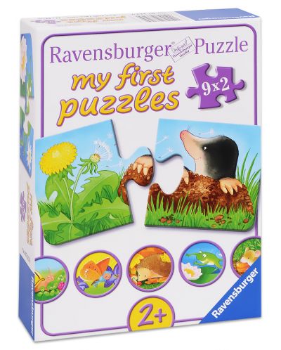 Puzzle Ravensburger din 9 x 2 piese - Animale in gradina - 1