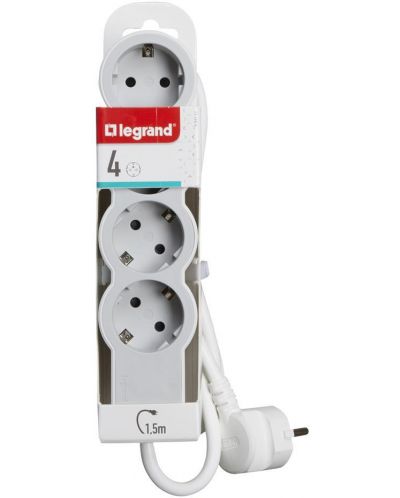 Splitter Legrand - 694552, 4x shuko, cablu de 1,5 m, alb/gri - 4