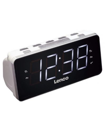 Boxă radio cu ceas Lenco - CR-18,albă - 2
