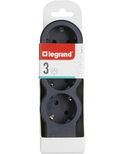 Benzi de curent Legrand - 694574, 3 prize, fără cablu, negru și gri - 3