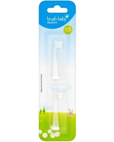 Sfaturi de înlocuire pentru periuța de dinți Brush Baby - Sonic, 0-18 luni, 2 bucăți - 1