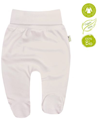 Pantaloni cu botoşei Bio Baby - bumbac organic, 68 cm, 4-6 luni, ecru - 2