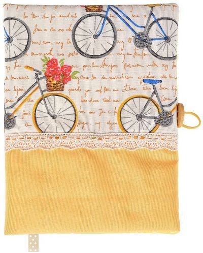 Coperta carte: Bicicleta cu trandafiri (coperta textila cu nasture) - 1