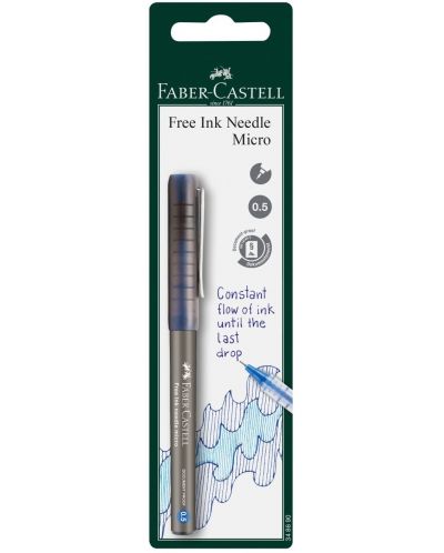 Ac Faber-Castell Free Ink Needle - 0,5 mm, albastru, blister - 1