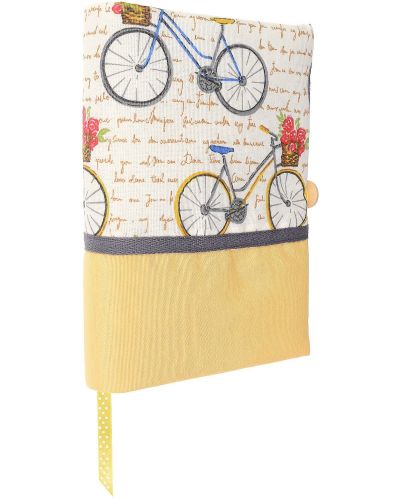 Coperta carte: Bicicleta cu trandafiri - banda maro (coperta textila cu nasture) - 4