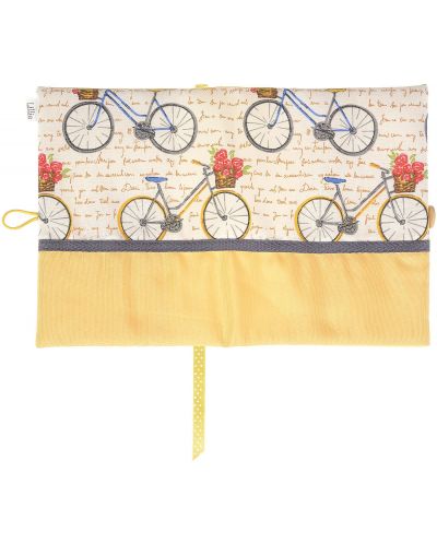 Coperta carte: Bicicleta cu trandafiri - banda maro (coperta textila cu nasture) - 2