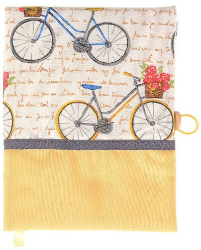 Coperta carte: Bicicleta cu trandafiri - banda maro (coperta textila cu nasture) - 1