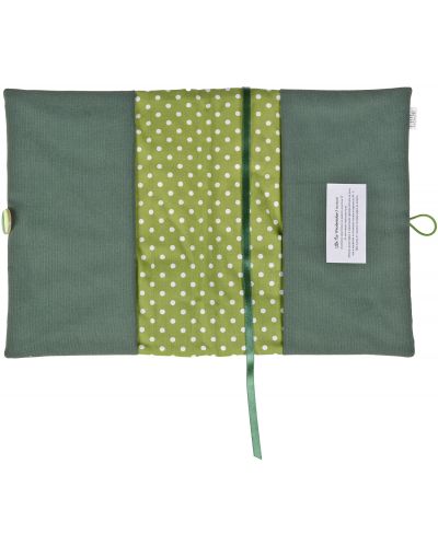 Rochie pentru carte: Inimioare verzi, fond verde, dantela (Coperta textila cu nasture) - 4