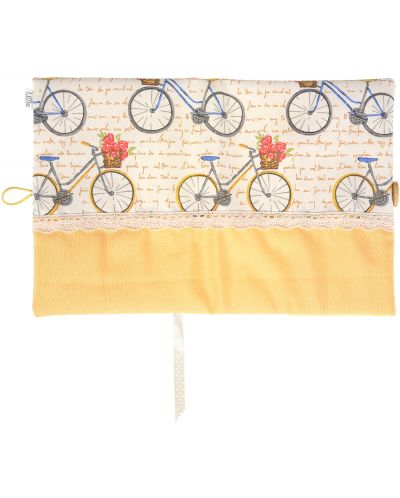 Coperta carte: Bicicleta cu trandafiri (coperta textila cu nasture) - 2