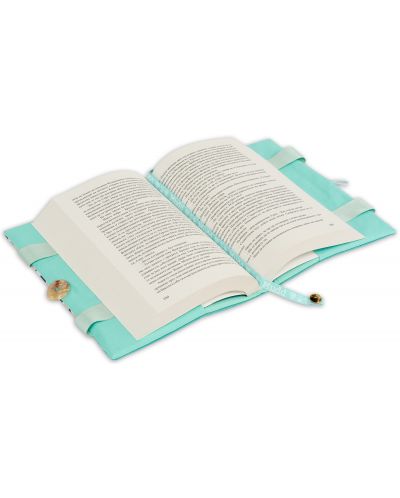 Coperta pentru carte: Pesti, baza albastra, dantela (Coperta textila cu manere si nasture) - 5