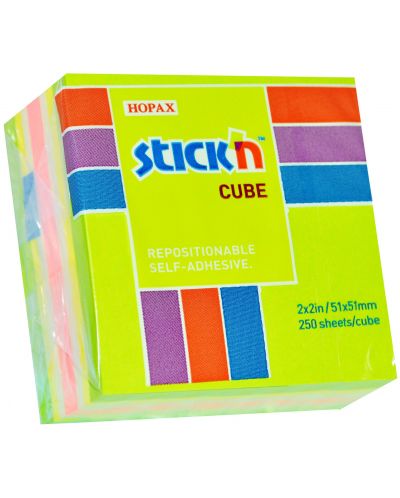 Notite adezive Stick'n - 51 x 51 mm, 4 culori neon, 100 file - 1