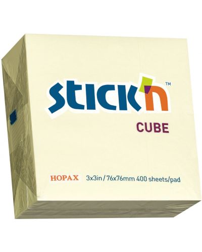 Notite adezive Stick'n - 76 x 76 mm, galben pastel, 400 file - 1