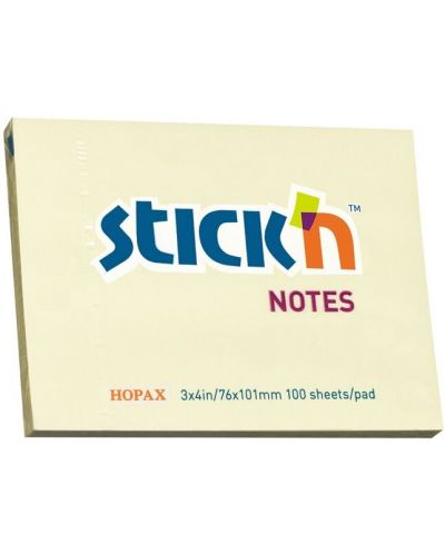 Notite adezive Stick'n - 76 x 101 mm, galbene, 100 file - 1