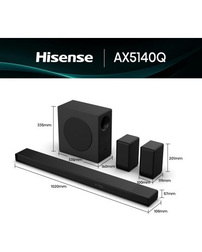 Soundbar Hisense - AX5140Q, 5.1.4, negru | Ozone.ro