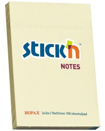 Notite adezive Stick'n - 76 x 51 mm, galbene, 100 file - 1