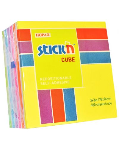Notite adezive Stick'n - Rainbow, 76 x 76 mm, neon, 400 file  - 1