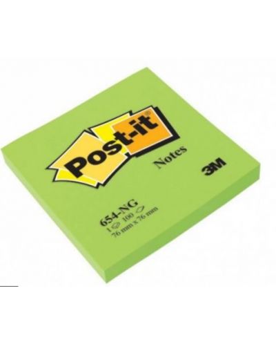 Notite autoadezive Post-it - 654-NG - Verzi, 7.6 x 7.6 cm, 100 buc. - 1
