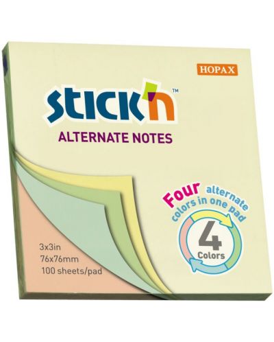 Notite adezive Stick'n - Alternate, 76 x 76 mm, 4 culori neon, 100 file - 1